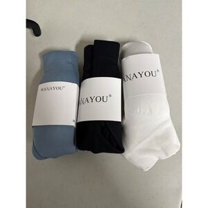 New-WANAYOU Women's V Neck Sport Bra 3 Pack Black White Blue Size XL